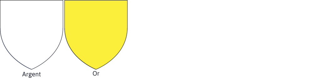 Blason présentant les métaux couleurs héraldiques Argent, Or